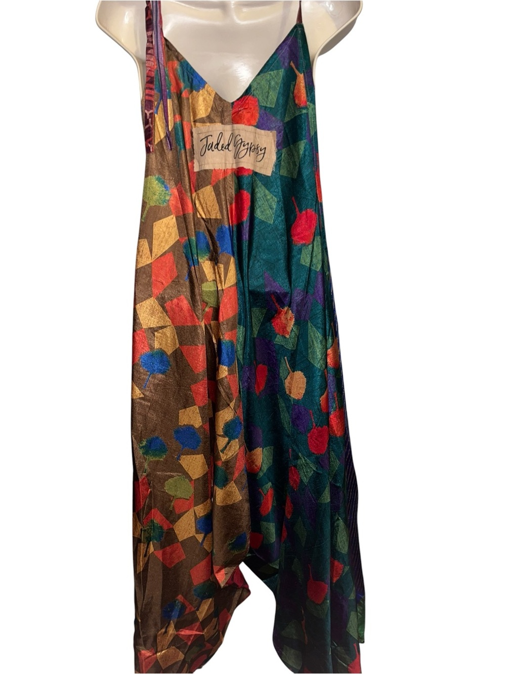 Jaded Gypsy Free Size Wide-Leg Colorblock Jumpsuit in Green, Blue & Orange - Picture 6 of 8